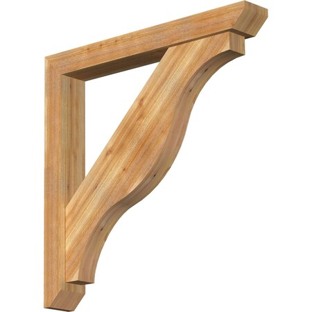 Ekena Millwork Funston Slat Rough Sawn Bracket w/ Offset Brace, Western Red Cedar, 6"W x 44"D x 44"H BKT0604X44X44FST06RWR